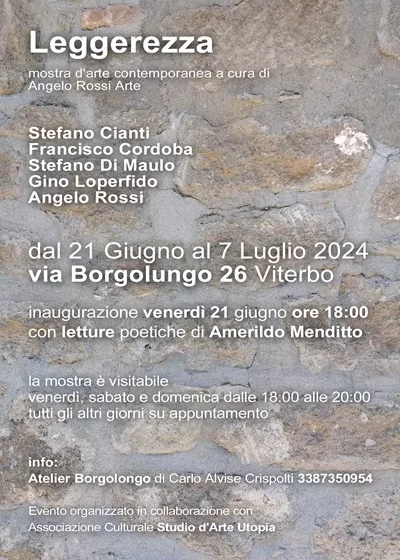 Viterbo, mostra di arte contemporanea “Leggerezza”, dal 21 giugno al 7 luglio