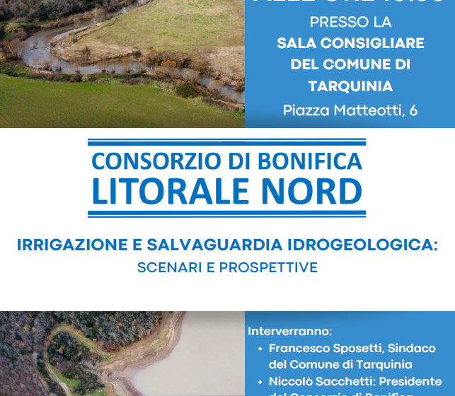 Consorzio di Bonifica Litorale Nord, incontro a Tarquinia sull’acqua